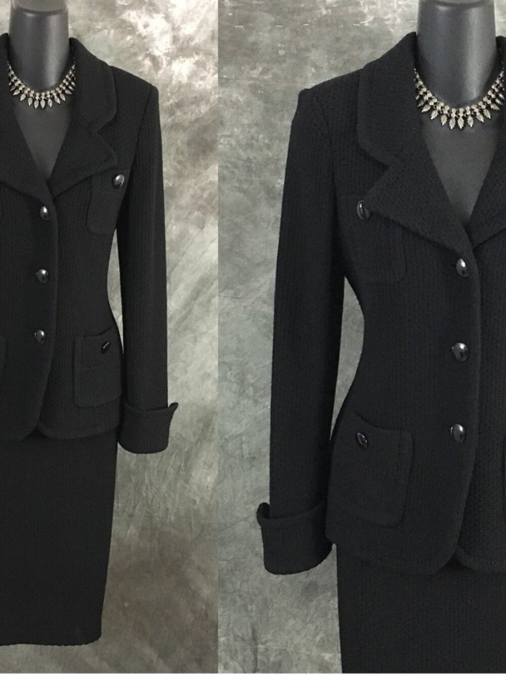 BEAUTIFUL St John black caviar jacket skirt suit size 2 4